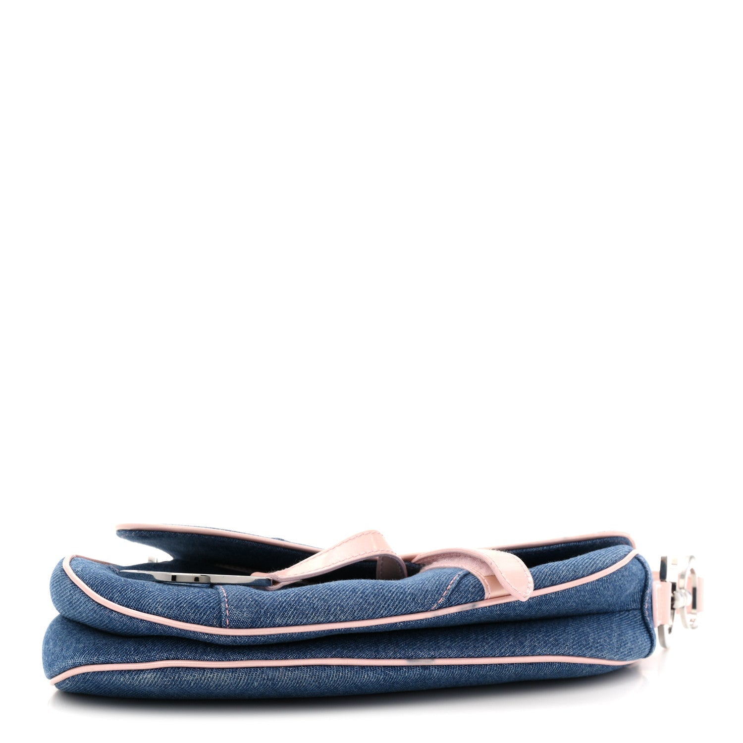 Patent Denim Jeans Saddle Bag Blue Pink