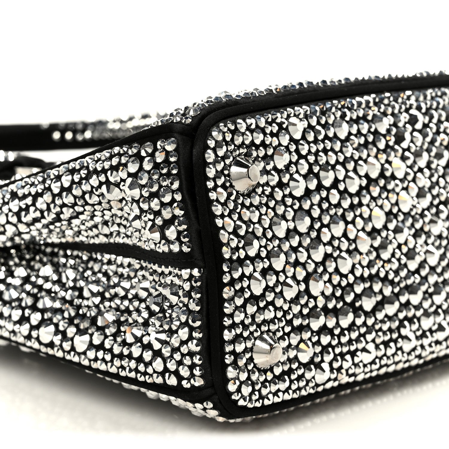 Satin Crystal Mini Galleria Double Zip Tote Metal
