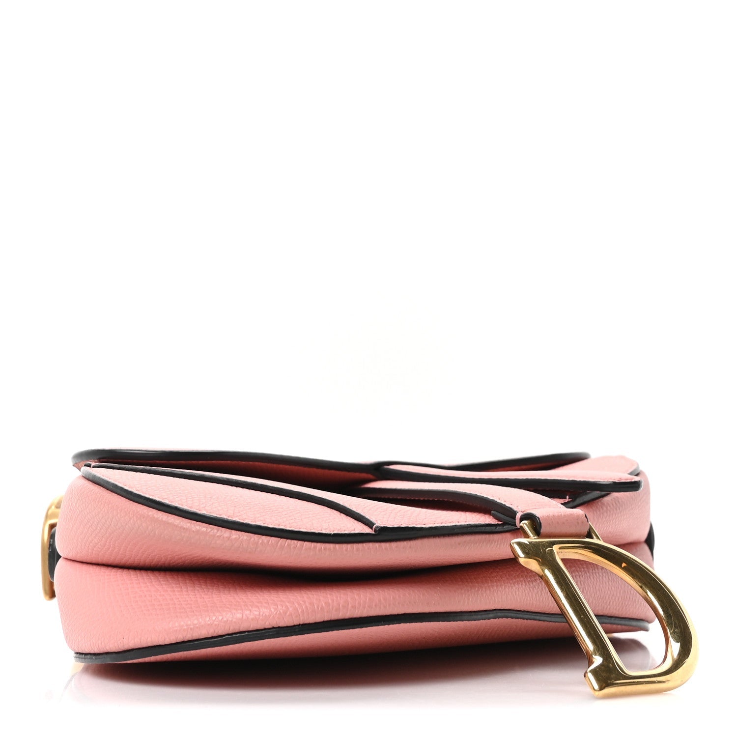 Grained Calfskin Mini Saddle Bag Pink