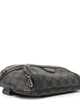 GG Supreme Monogram Textured Dollar Calfskin Ophidia Belt Bag Grey Black Graphite Grey