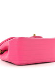 Lambskin Chevron Quilted Mini Square Flap  Pink