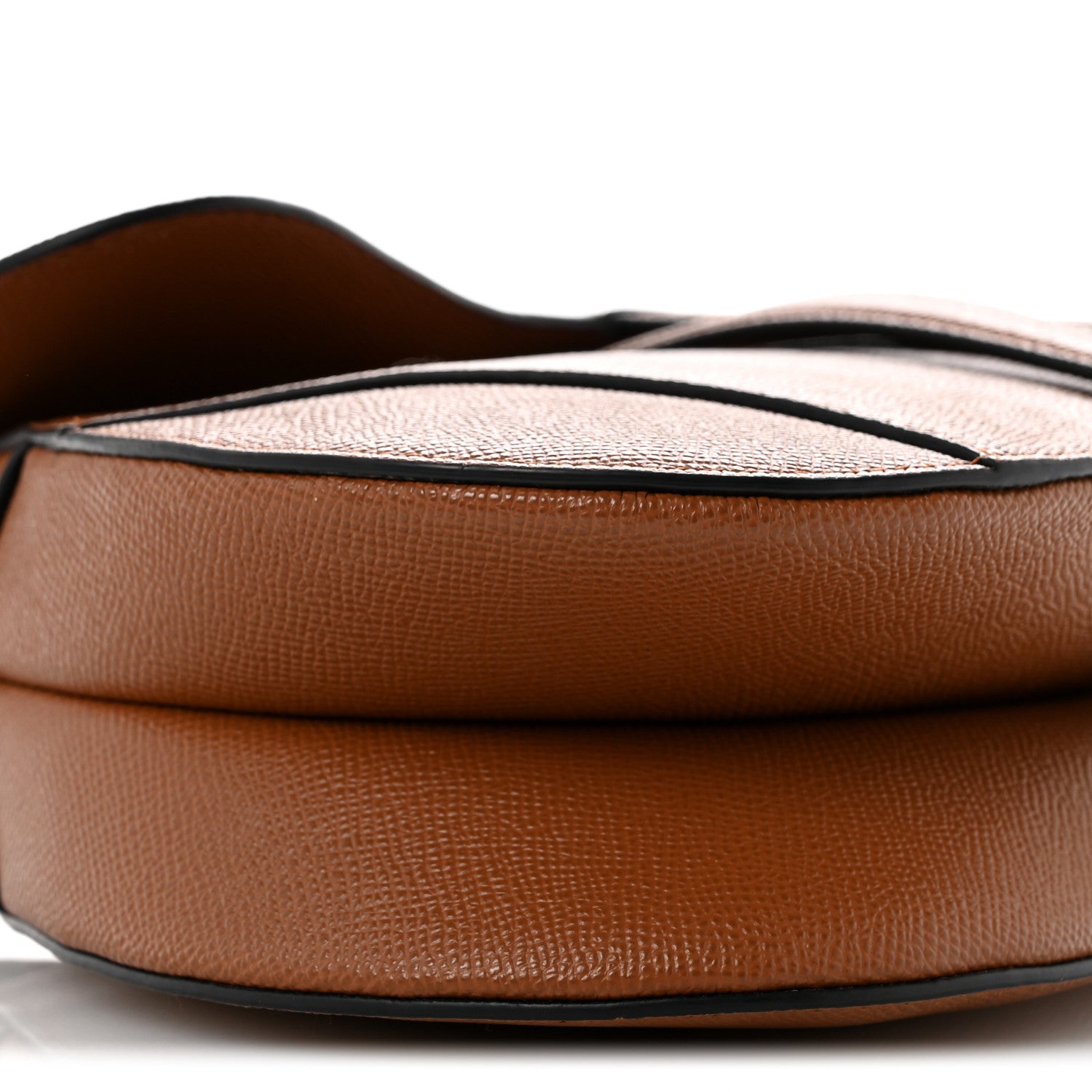 Grained Calfskin Saddle Bag With Strap Camello