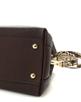 Grainy Calfskin Snakeskin Small Milton Satchel  Brown Natural