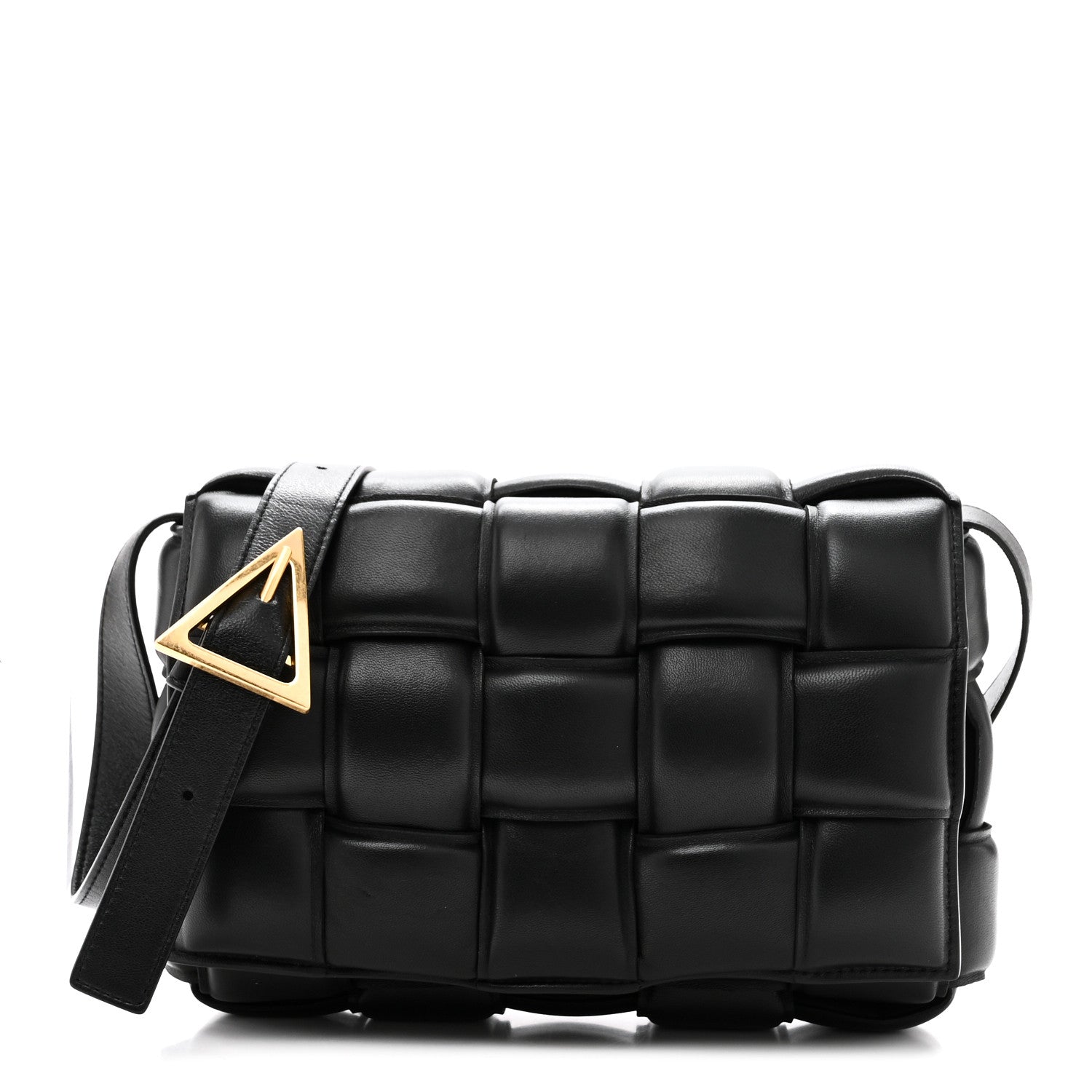 Nappa Maxi Intreccio Padded Cassette Crossbody Bag Black