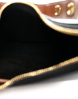 Smooth Calfskin Medium Strap Ava Shoulder Bag Black Tan