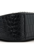 Calfskin Crocodile Embossed Le 5 A 7 Hobo Black