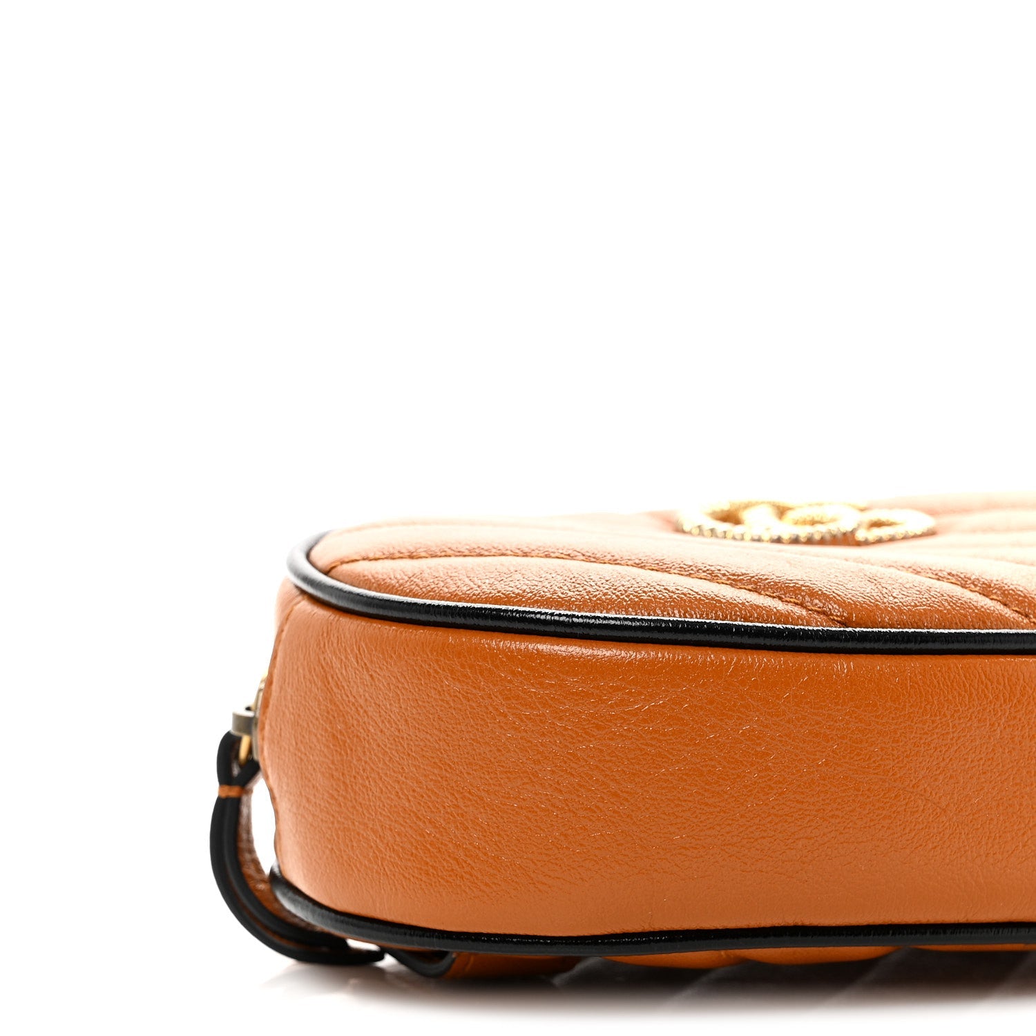 Vintage Effect Calfskin Matelasse Diagonal Torchon GG Marmont Belt Bag 95 38 Cognac