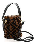 Shearling Vitello Dolce F is FNDI Macro FF 1974 Mini Mon Tresor Bucket Bag Tobacco Black