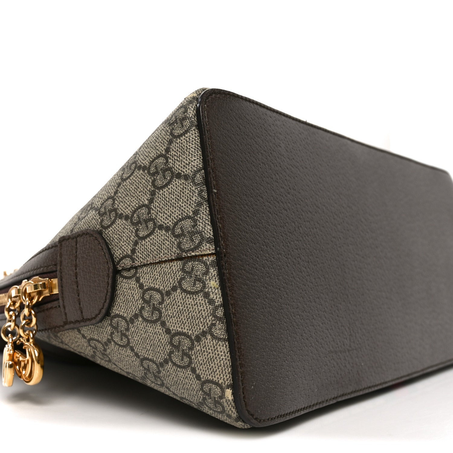 GG Supreme Monogram Web Medium Ophidia Top Handle Dome Bag Brown