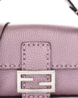 Metallic Cuoio Roma Sellerissima Nappa Sintetica Tape Stitch Mini Baguette Rosa Placca Argento