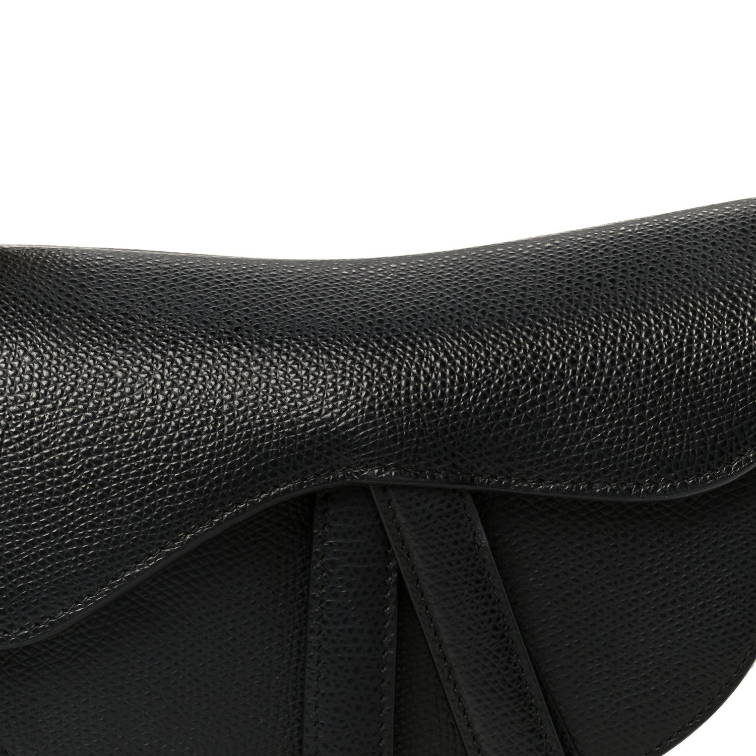 Grained Calfskin Mini Saddle Bag Black