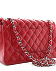 Caviar Quilted Jumbo Double Flap Red