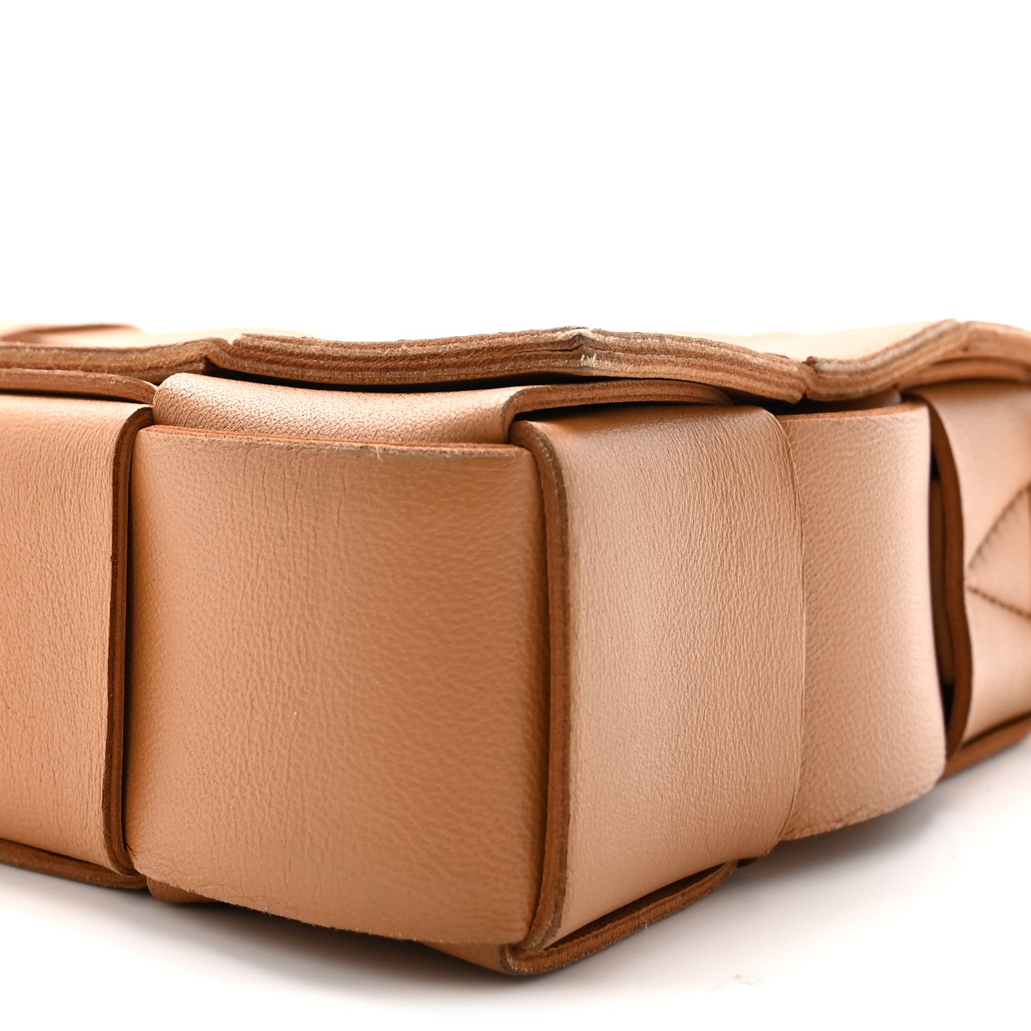 Lambskin Maxi Intrecciato Cassette Crossbody Bag Caramel