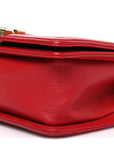 Lambskin Quilted Small Boy Flap Red