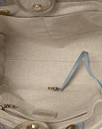Mixed Fibers Calfskin Small Deauville Tote Grey Light Blue