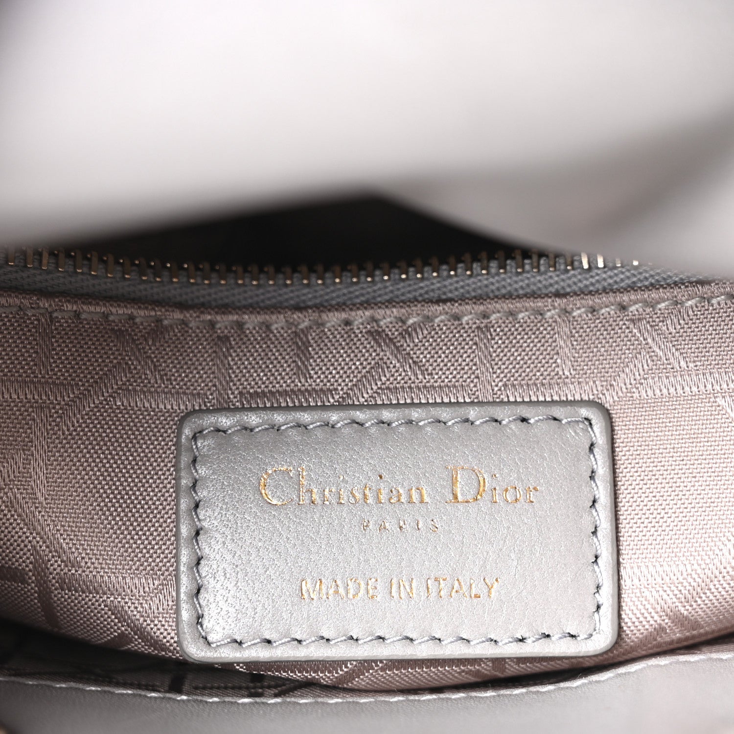 Lambskin Cannage Mini Lady D1OR Gray Opaline