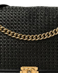 Braided Sheepskin Large Boy Reverso Flap Black