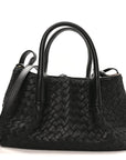 Calfskin Intrecciato Small Pinacoteca Tote Black Fondant