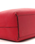 Grainy Calfskin Haymarket Check Medium Reversible Tote Red