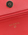 Caviar Quilted Wallet on Chain WOC Red