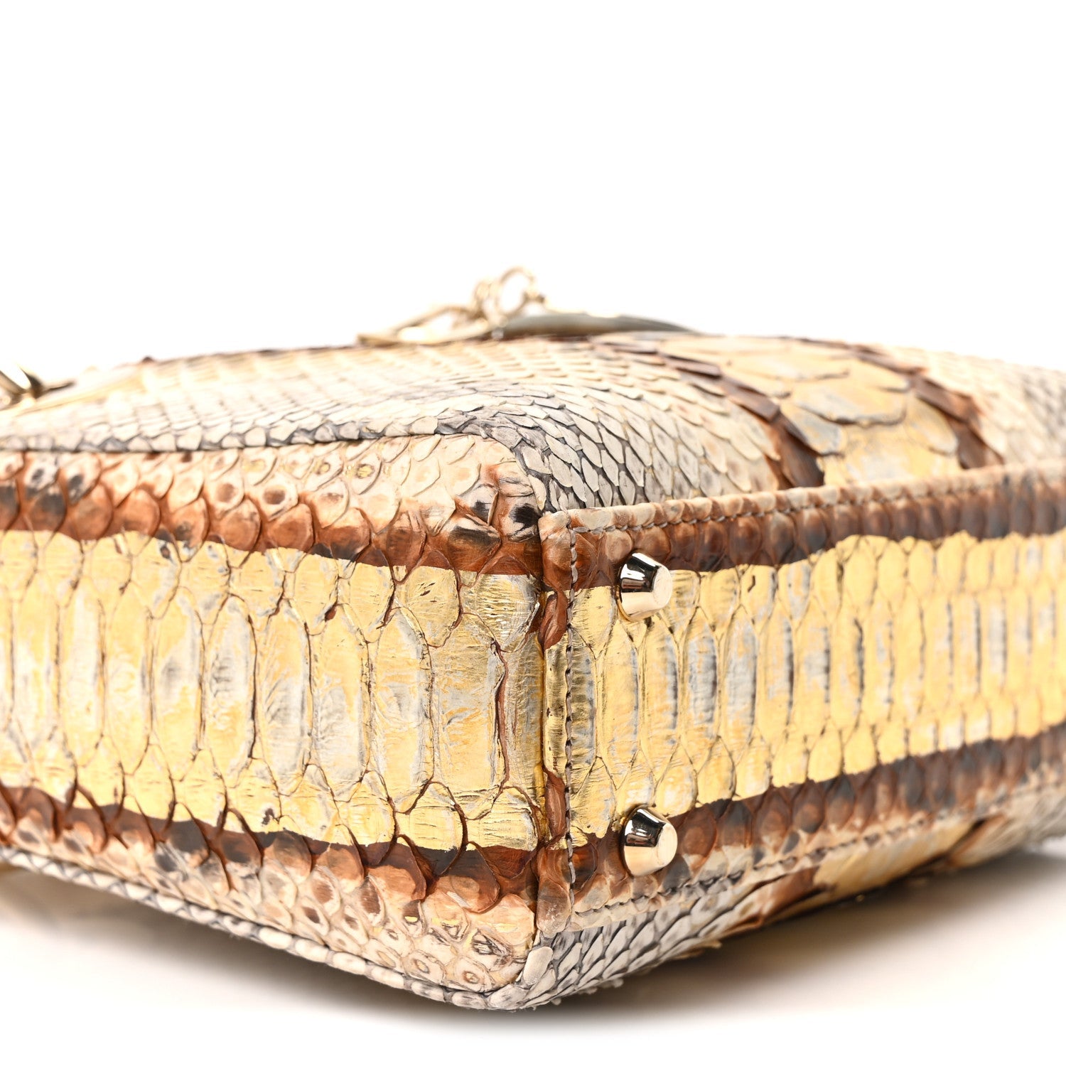 Snakeskin Mini Lady D1OR Beige Gold