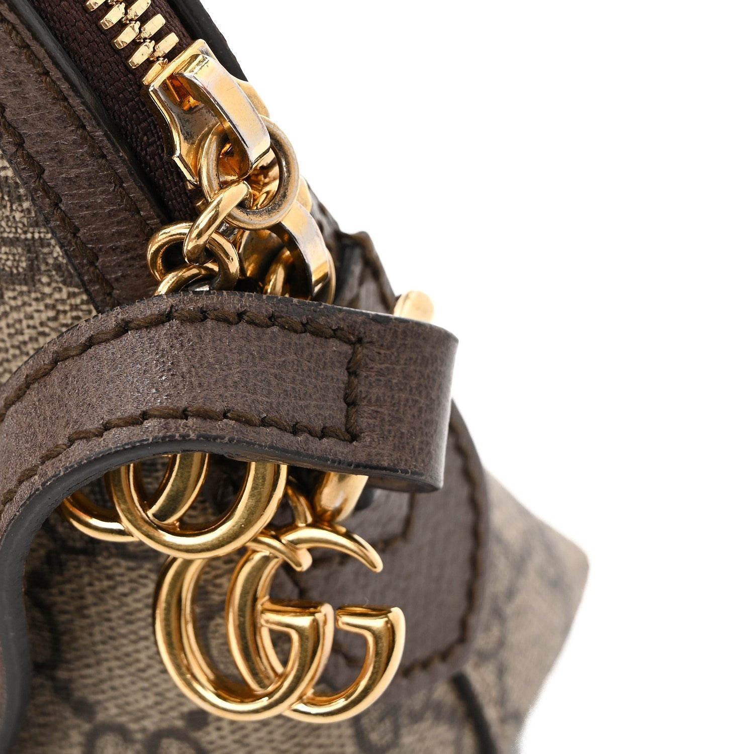 GG Supreme Monogram Textured Dollar Calfskin Web Small Ophidia Dome Shoulder Bag Beige Ebony New Acero