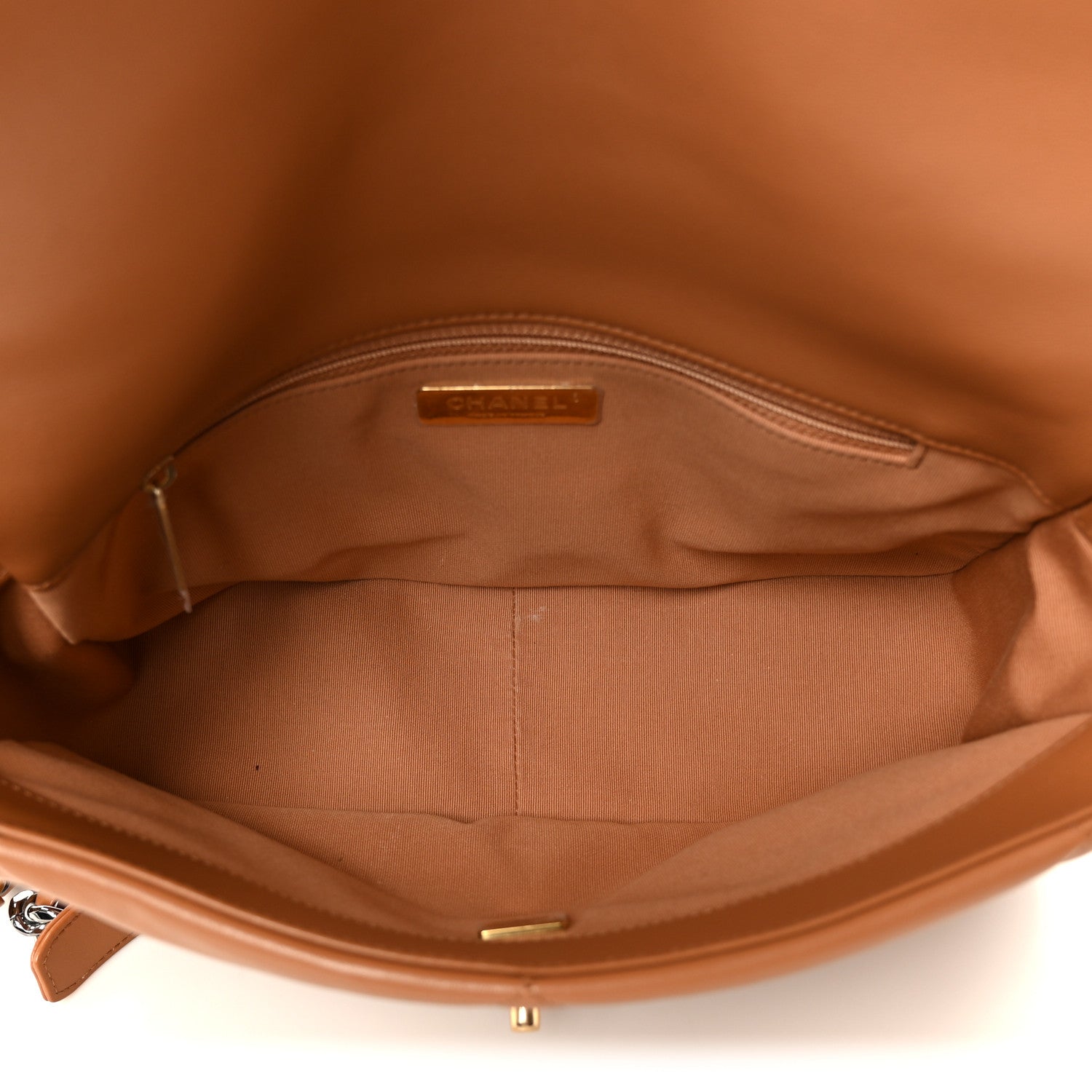Lambskin Quilted Large CHNL 19 Flap Brown