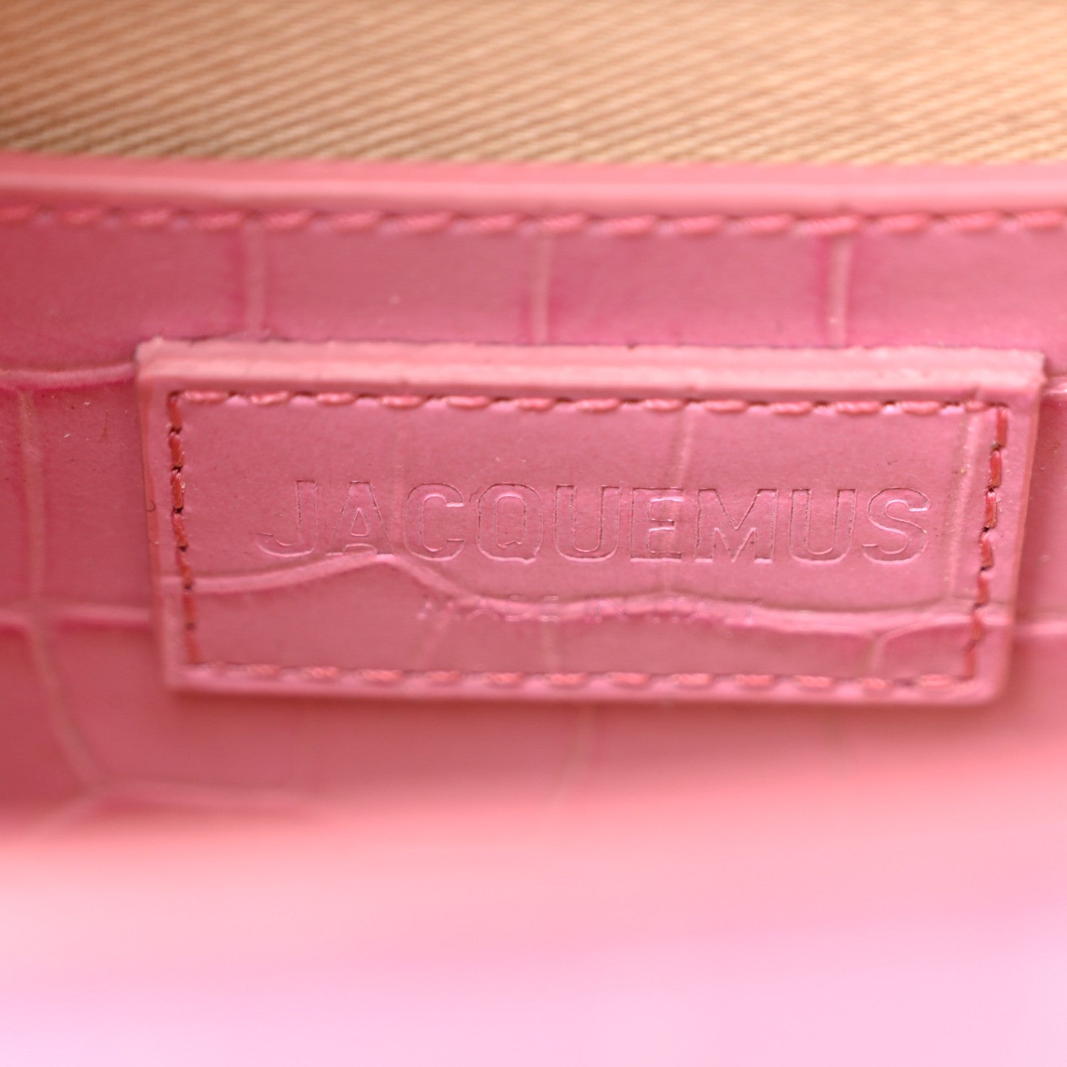 Calfskin Crocodile Embossed Le Bambino Long Pink