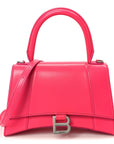 Shiny Box Calfskin Small Hourglass Top Handle Bag Acid Fuchsia