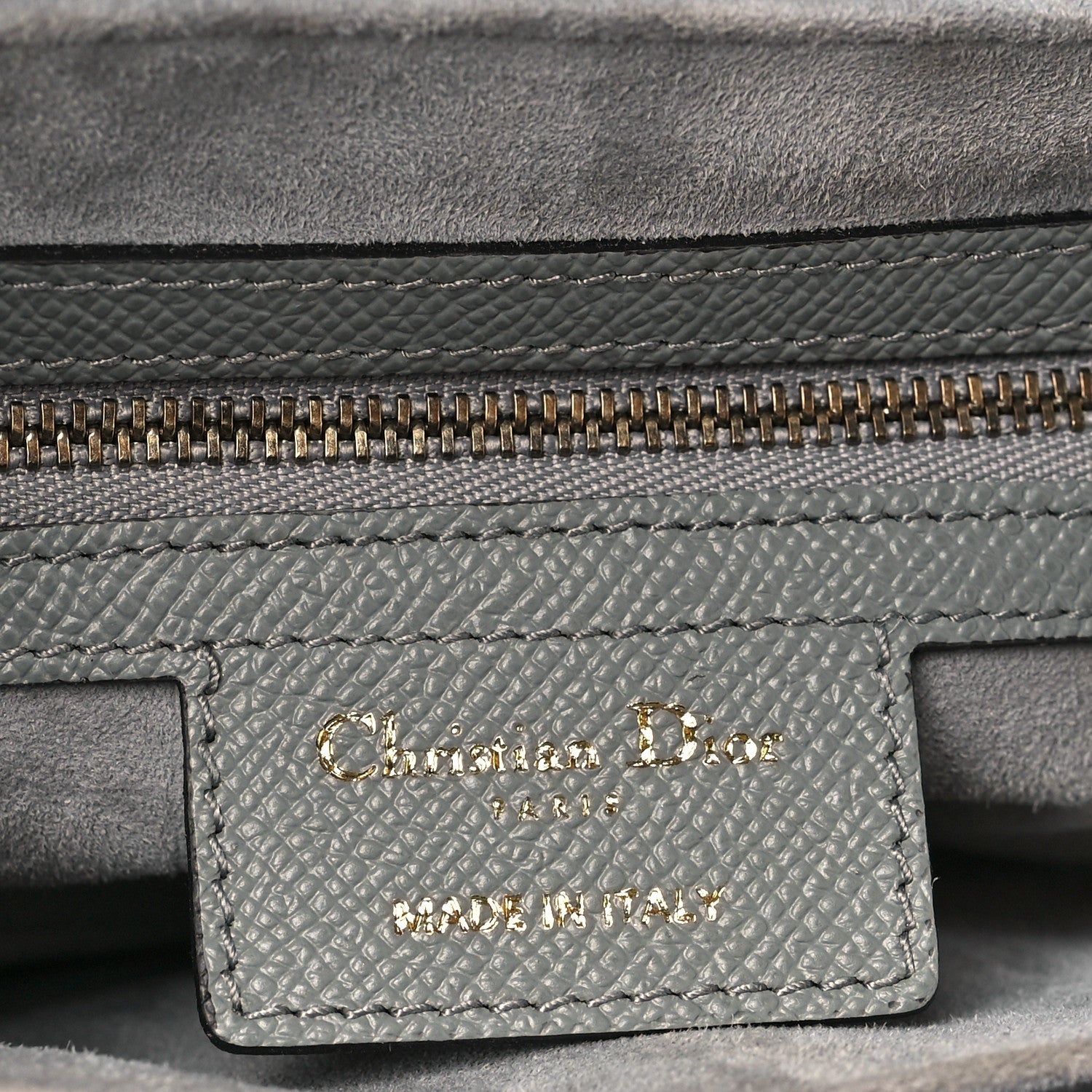 Grained Calfskin Saddle Bag Grey Stone