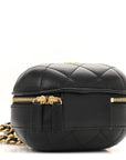 Lambskin Quilted CC Bubble Vanity Case With Chain Black