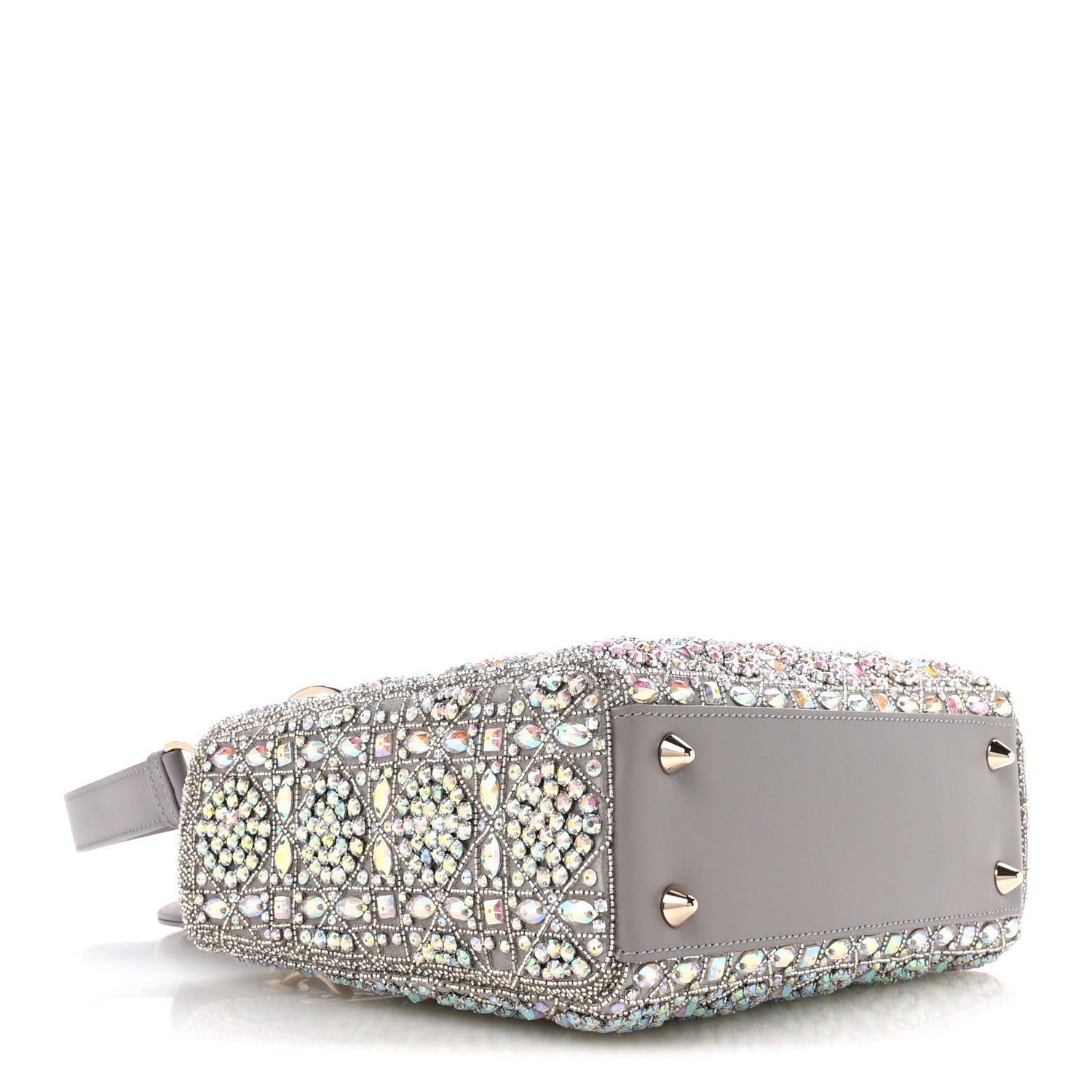 Calfskin Satin Celestial Bead Embroidery Embroidered Small Lady D1OR Grey Multicolor