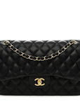 Lambskin Quilted Jumbo Double Flap Black