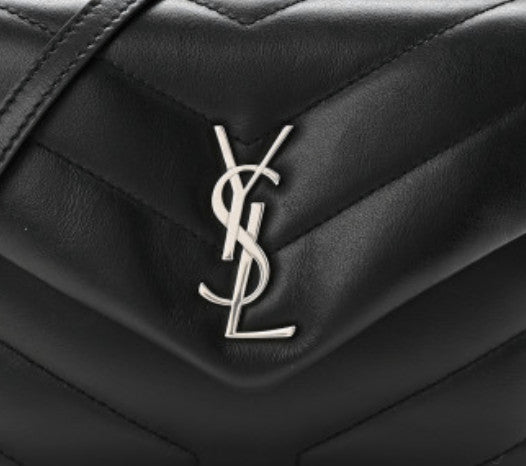 Calfskin Y Quilted Monogram Toy Loulou Crossbody Bag Black