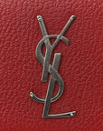 Grained Calfskin Medium Monogram Sunset Satchel Red