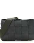 Calfskin Maxi Intreccio Cassette With Strap Bag Dark Green