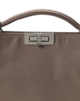 Nylon Vitello Cover Logo Embossed Medium Peekaboo I SEE U Satchel Rope Milk Black