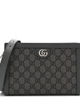 GG Supreme Monogram Textured Dollar Calfskin Web Small Ophidia Shoulder Bag  Grey Black Graphite Grey