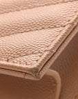 Grain De Poudre Matelasse Chevron Monogram Envelope Chain Wallet Cork