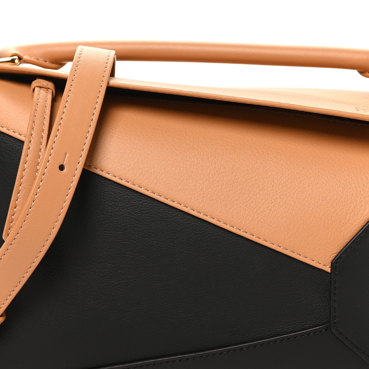 Calfskin Small Puzzle Edge Bag Warm Desert Black