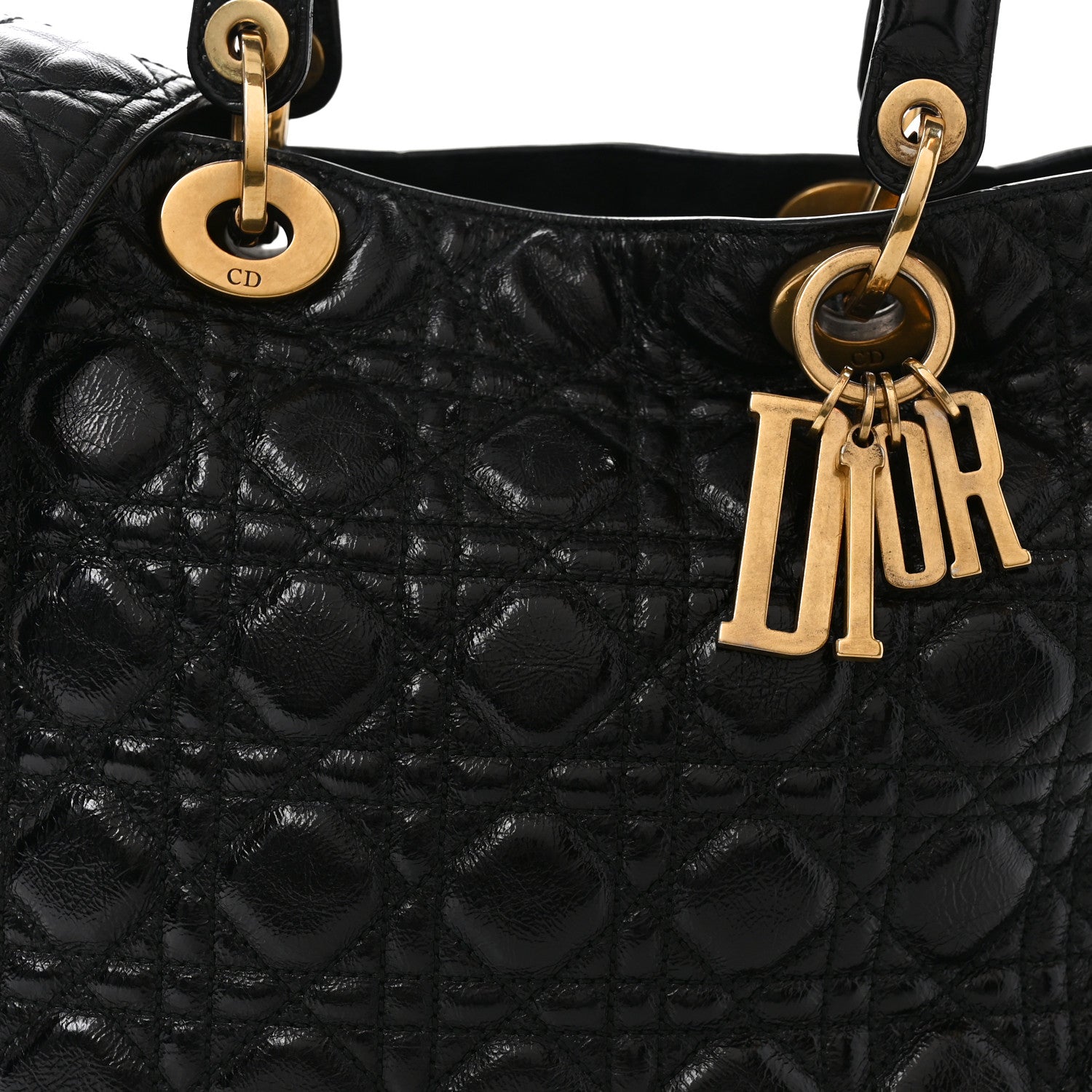 Crinkled Patent Cannage Large Lady D1OR Black