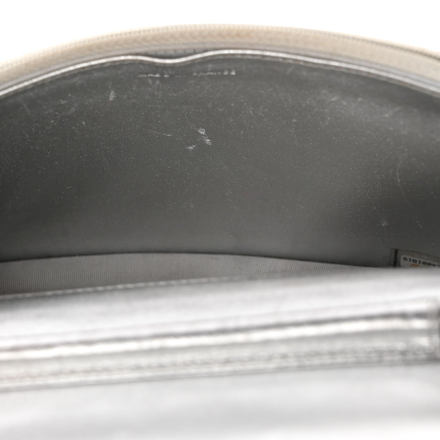 Metallic Lambskin Quilted Wallet On Chain WOC Silver