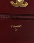 Lambskin Quilted CHNL 19 Wallet On Chain WOC Burgundy