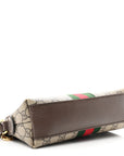 GG Supreme Monogram Textured Dollar Calfskin Web Small Ophidia Dome Shoulder Bag Beige Ebony New Acero
