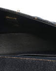 Denim Quilted Mini Rectangular Flap Dark Blue
