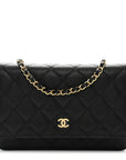 Caviar Quilted Wallet on Chain WOC Black