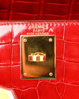 Shiny Porosus Crocodile Kelly Sellier 28 Rouge Vif