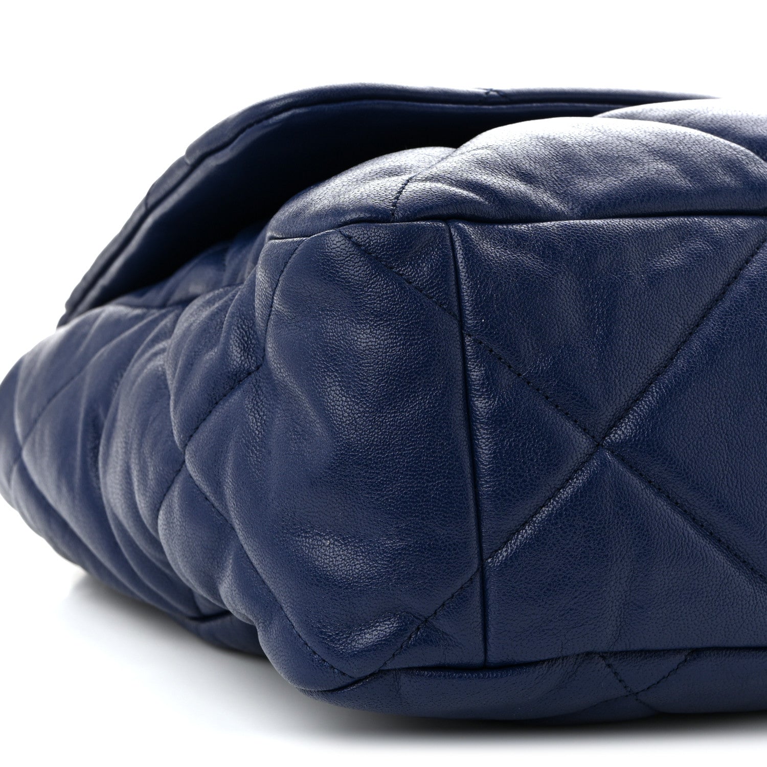 Goatskin Quilted Maxi CHNL 19 Flap Dark Blue