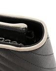 Grain De Poudre Matelasse Chevron Monogram Envelope Chain Wallet Asphalt White