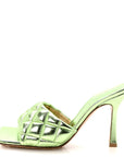 Metallic Nappa Reflection Matelasse Padded Mule Sandals 37 Pistachio